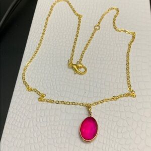 Elegant Gold tone  and pink Pendant Necklace Exclusive offer Buy 1get one FREE